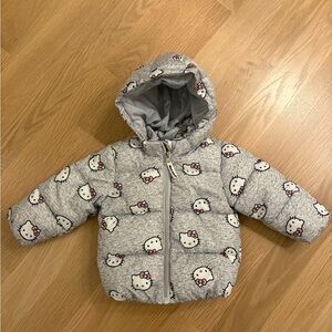 Girls H&M Hello Kitty Puffer Jacket (gray with print)